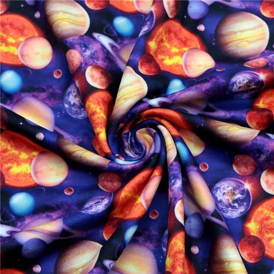Solar System System Double Brushed Poly Fabric